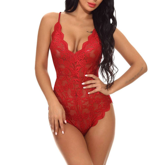 Lace V-Neck One Piece Teddies - Sexy Products - Lingerie - 2 - 2024