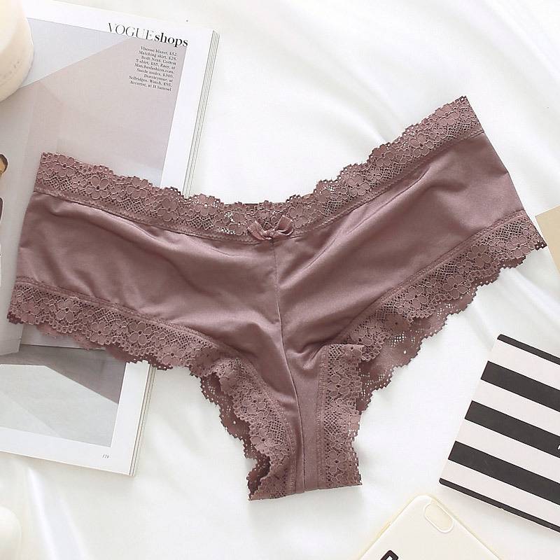 Satin Lace Panties - Brown / M - Sexy Products - Underwear - 12 - 2024