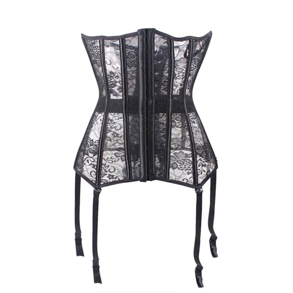 Sexy Sheer Corset Bustier With Garters - Black / XXL - Sexy Products - Lingerie - 7 - 2024
