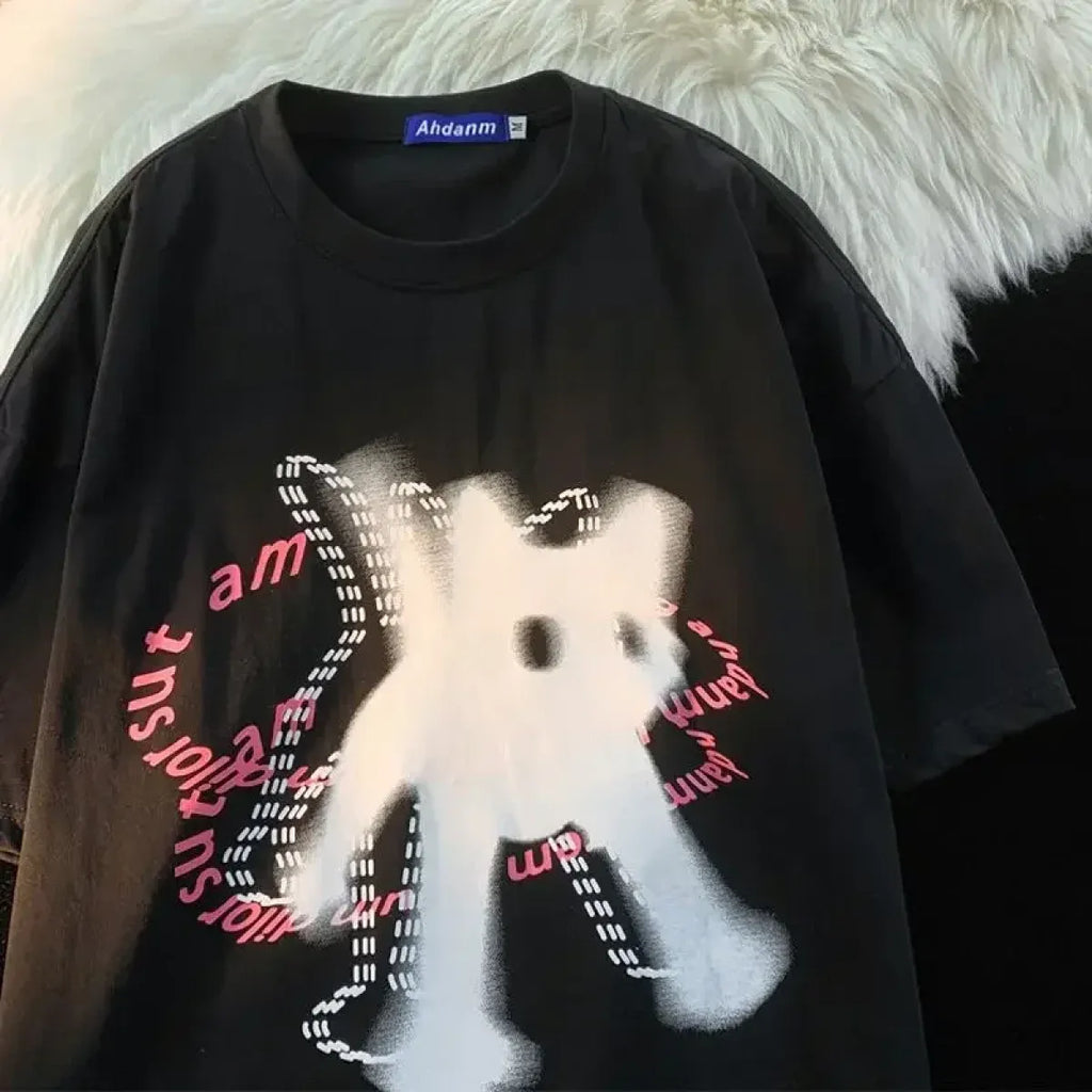 Shadow Feline Illusion Tee – Contemporary Artistic Cat Print - T-Shirts - 9