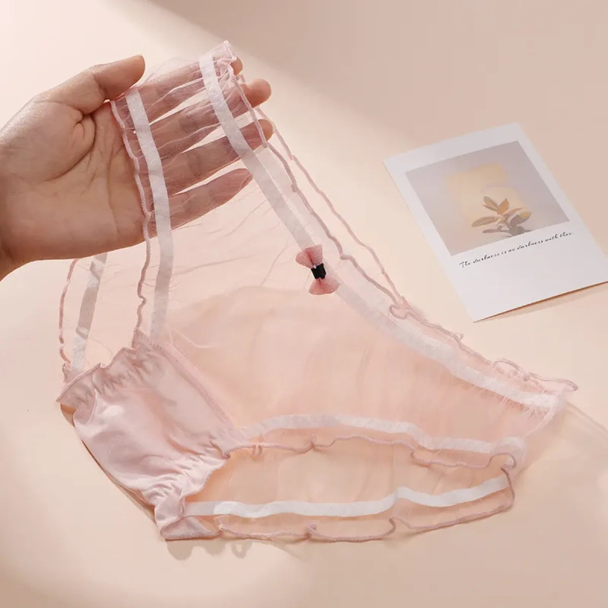 Sheer Lace Mesh Low Waist Panties with Cute Bows Kawaii Stop Sheer Lace Mesh Low Waist Panties with Cute Bows Kawaii Stop