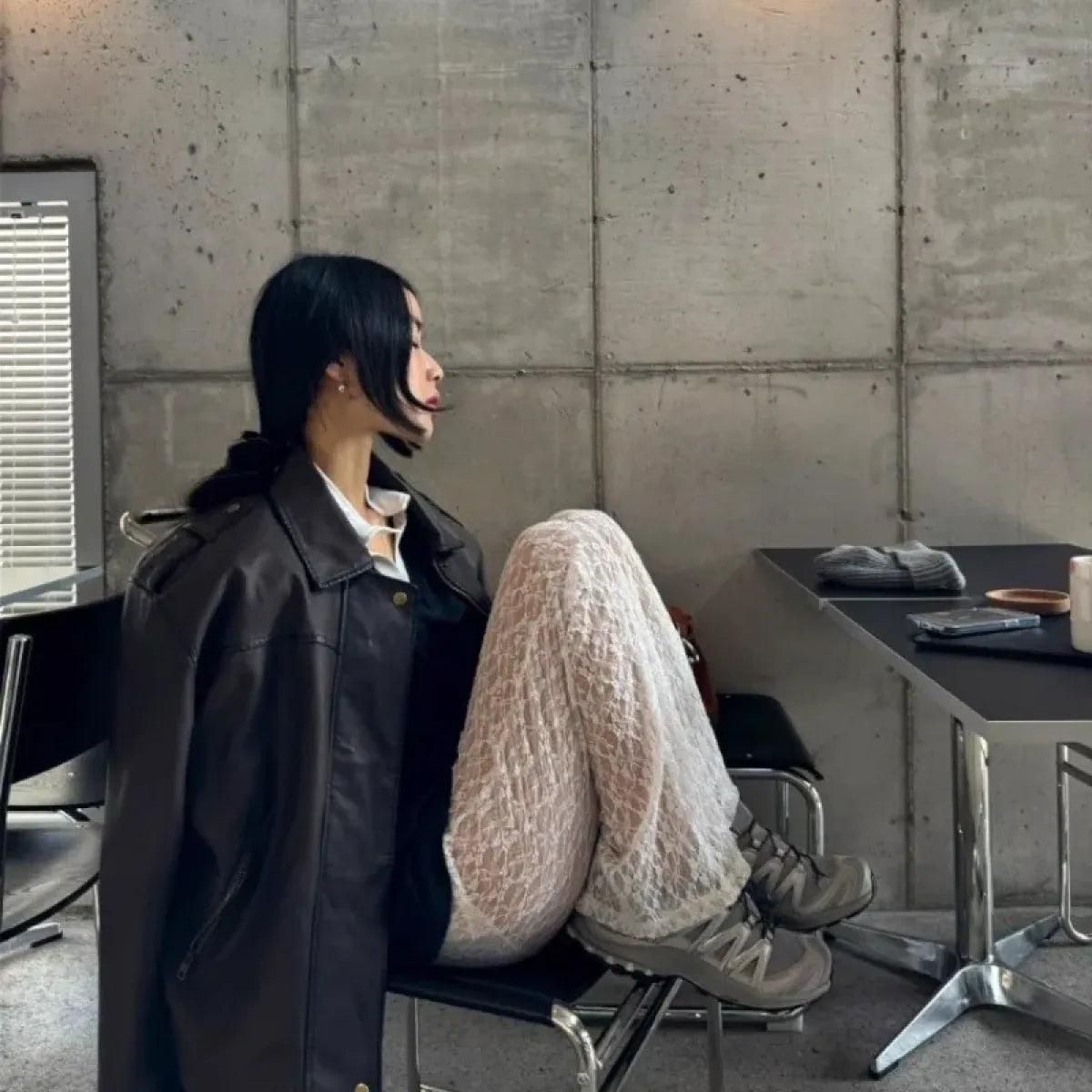 Sheer Lace Wide Leg Pants with Elastic Waist - Bottoms - Pants - 6