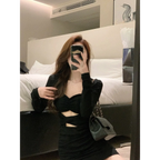 Short Black Bodycon Dress - All Dresses - 2