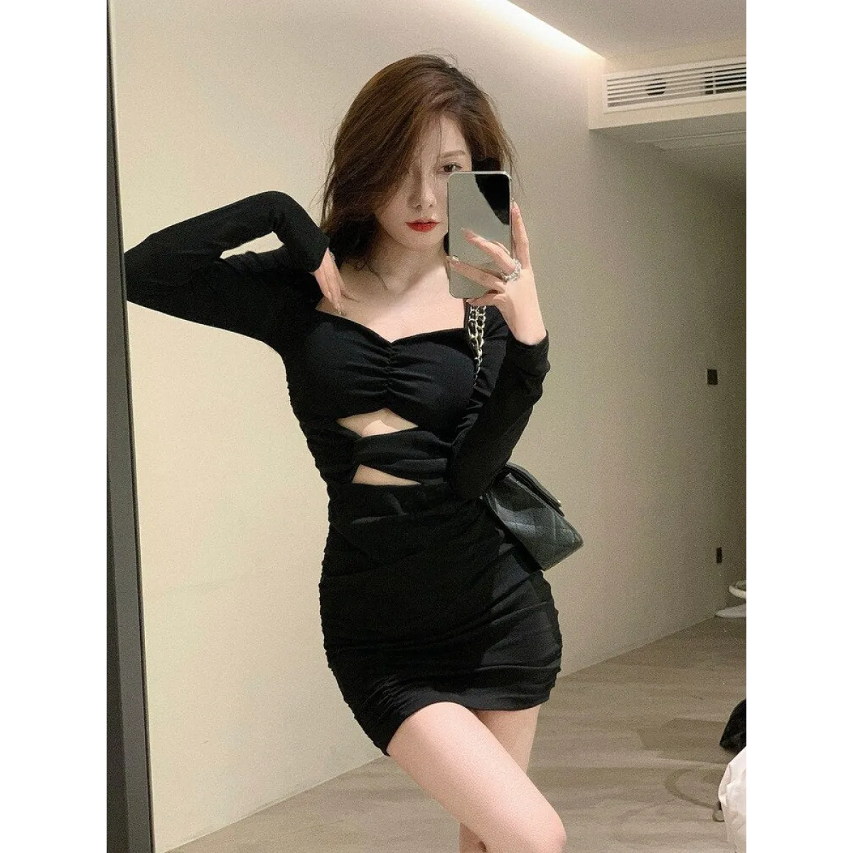 Short Black Bodycon Dress - All Dresses - 3