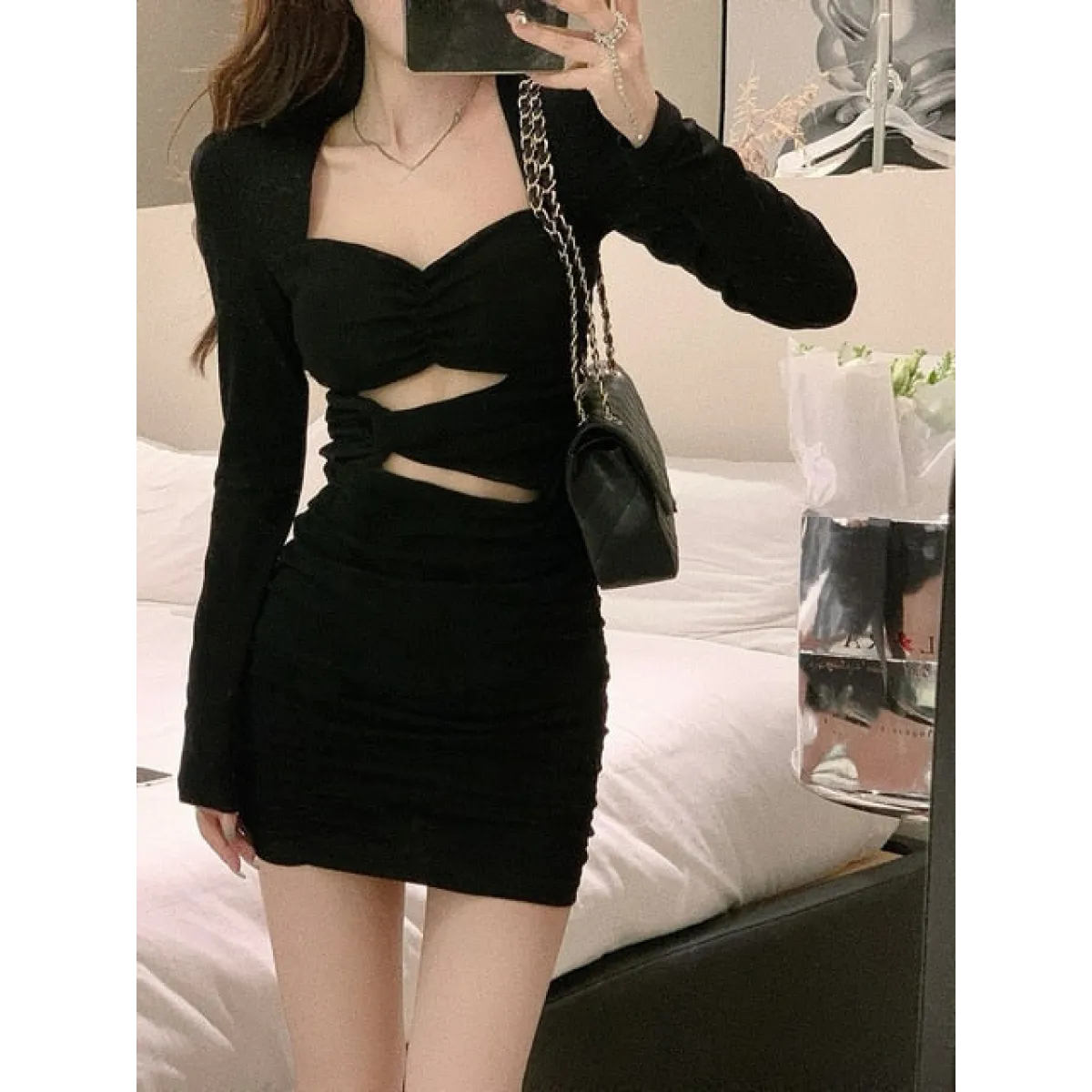 Short Black Bodycon Dress - All Dresses - 6