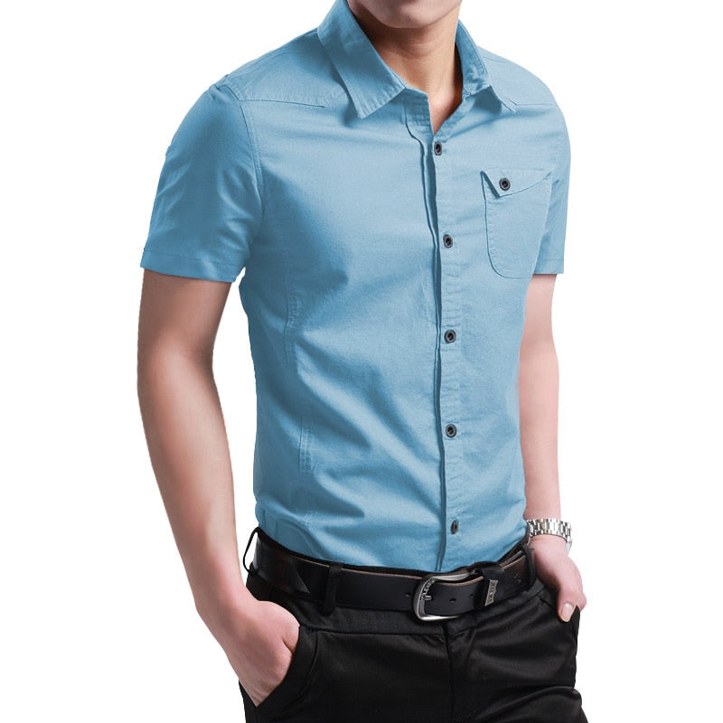 Short Sleeve Slim Fit Dress Shirt - All Dresses - Shirts & Tops - 3 - 2024