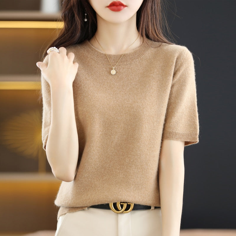 Short Sleeve Summer Sweater - Brown / L / Nearest Warehouse - T-Shirts - Shirts & Tops - 21 - 2024