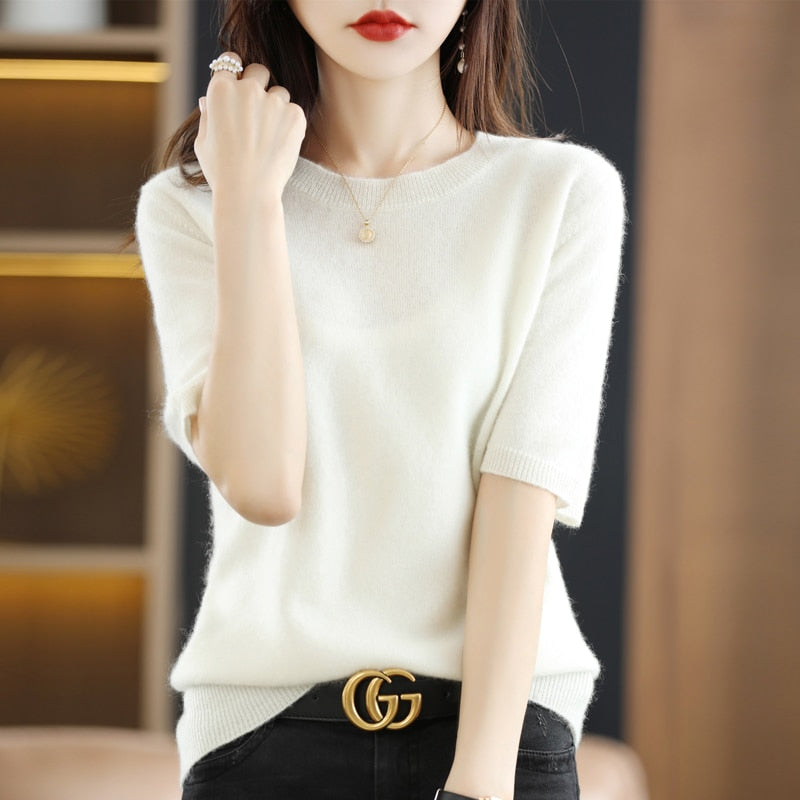 Short Sleeve Summer Sweater - White / L / Nearest Warehouse - T-Shirts - Shirts & Tops - 16 - 2024