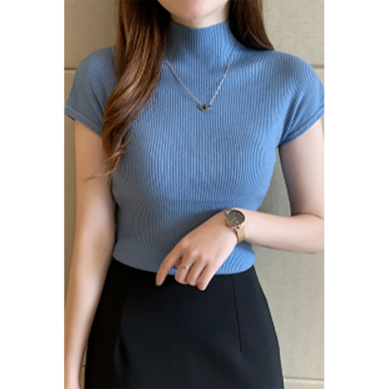 Short Sleeved Turtleneck - Blue / One Size - T-Shirts - Shirts & Tops - 14 - 2024