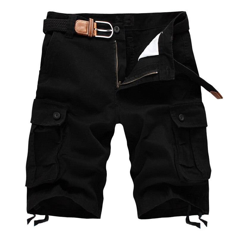 Patterned Button Cotton Cargo Trousers Shorts - Black / 44 - Shorts - Shorts - 13 - 2024