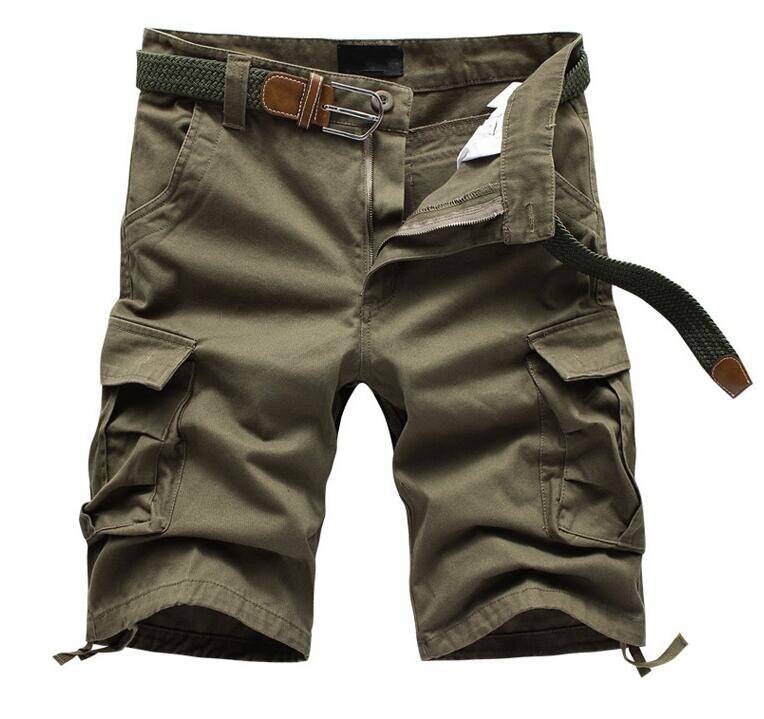 Patterned Button Cotton Cargo Trousers Shorts - Light Green / 44 - Shorts - Shorts - 14 - 2024