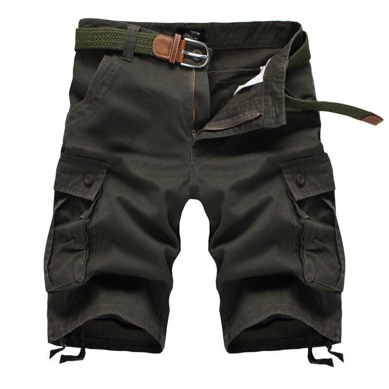 Patterned Button Cotton Cargo Trousers Shorts - Green / 44 - Shorts - Shorts - 15 - 2024