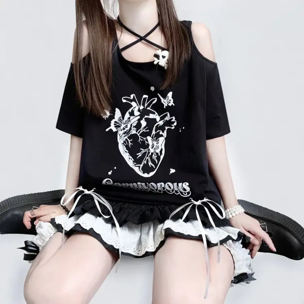 Off Shoulder Bow T-Shirt - T-Shirts - Short - Sweetheart - T-Shirts - 9