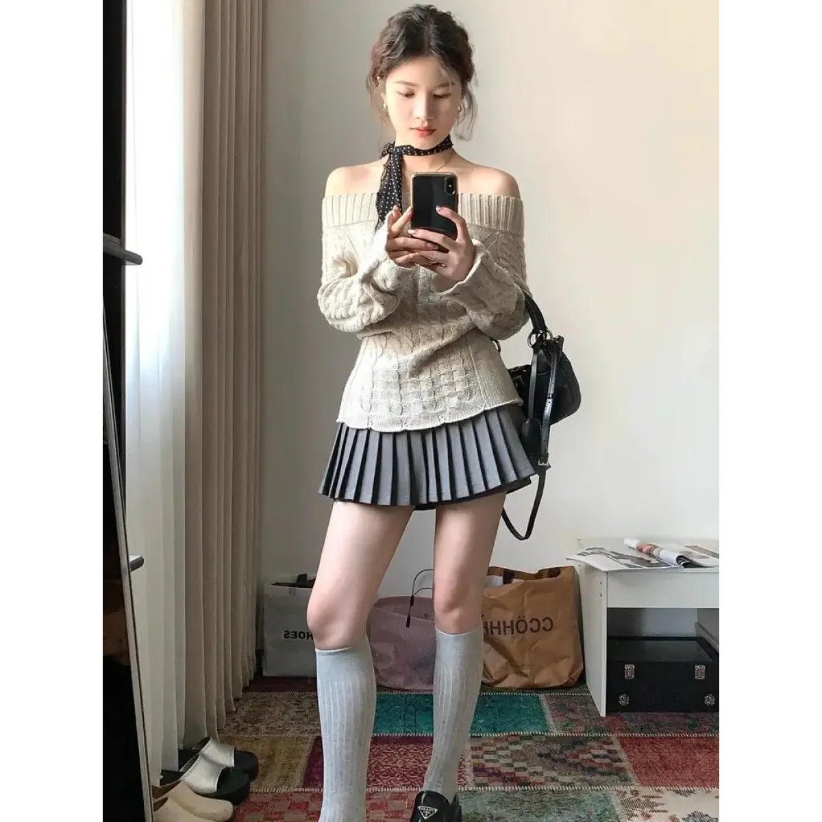 Off Shoulder Cable Knit Sweater - Sweaters - Sweaters - 5