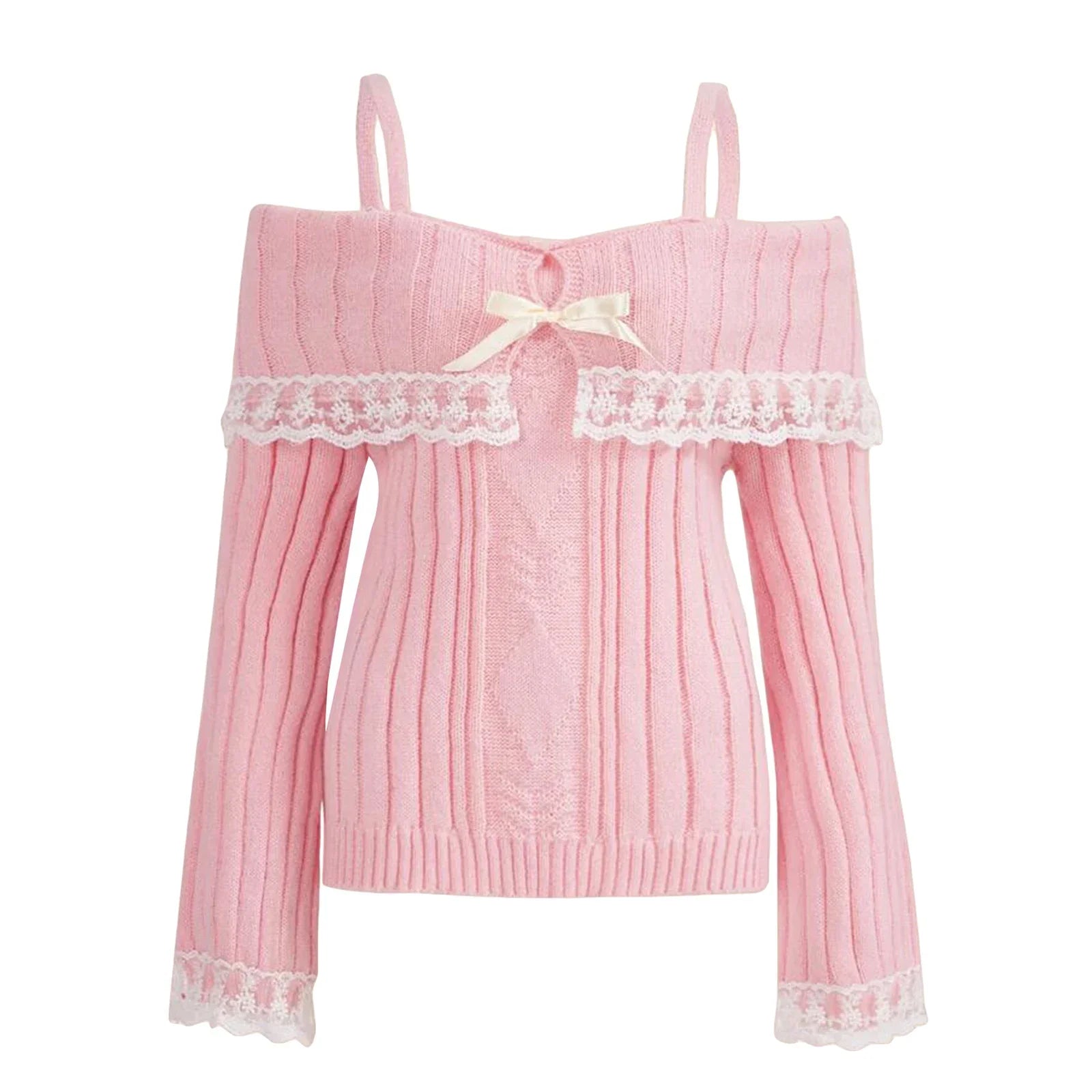 Kawaii Off Shoulder Cozy Winter Top - Pink / S - Tops - Shirts & Tops - 8 - 2024