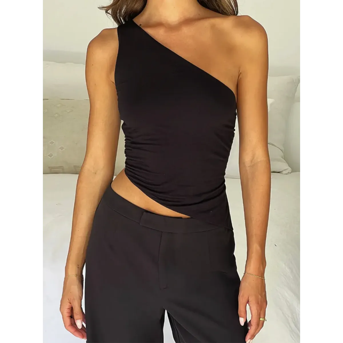 Harajuku One Shoulder Crop Top - Women’s Clothing & Accessories - Tops - 6