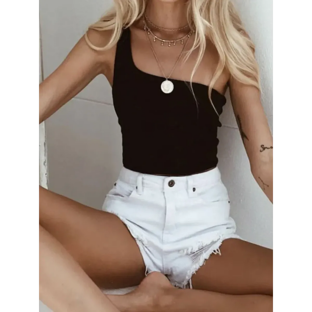 Harajuku One Shoulder Crop Top - Women’s Clothing & Accessories - Tops - 5