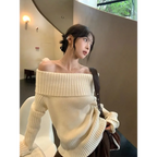Beige Off Shoulder Knit Sweater – Elegant Harajuku Long Sleeve Pullover - Sweaters - Off-Shoulder - Sweaters - 6