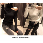 Off Shoulder Knitted Sweater - Sweaters - 21