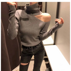 Off Shoulder Knitted Sweater - Sweaters - 7