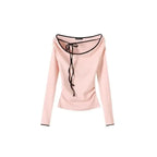 Sweet Off Shoulder Lace Up Top - Tops - T-Shirts - 5