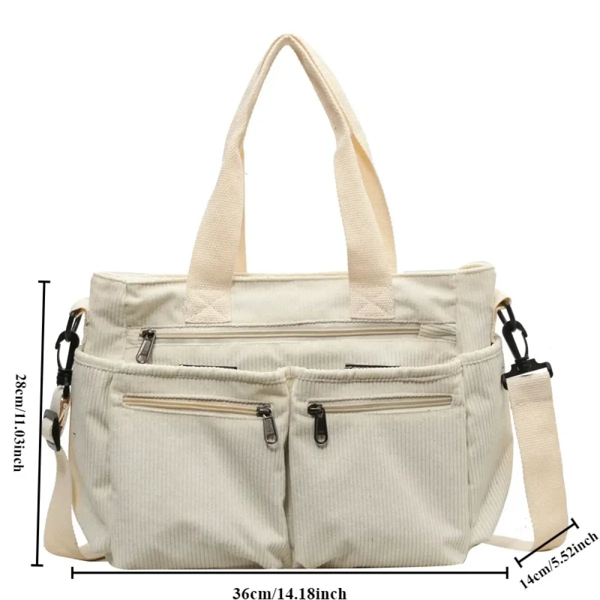 Korean Corduroy Commuter Tote Bag - Crossbody Bags - Shoulder Bag - 6