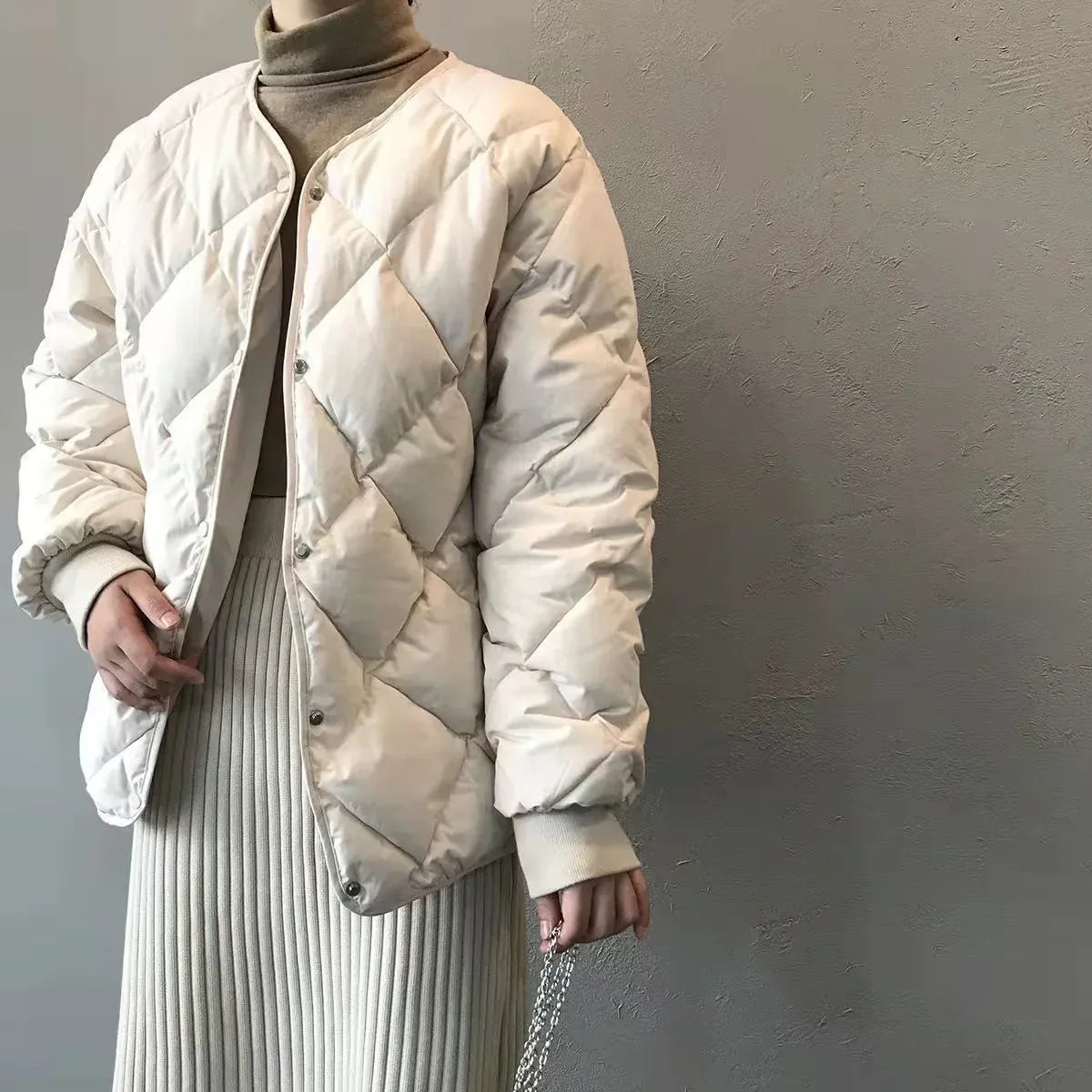 Quilted O-Neck Single Breasted Winter Coat - Jackets - Jacket - 4