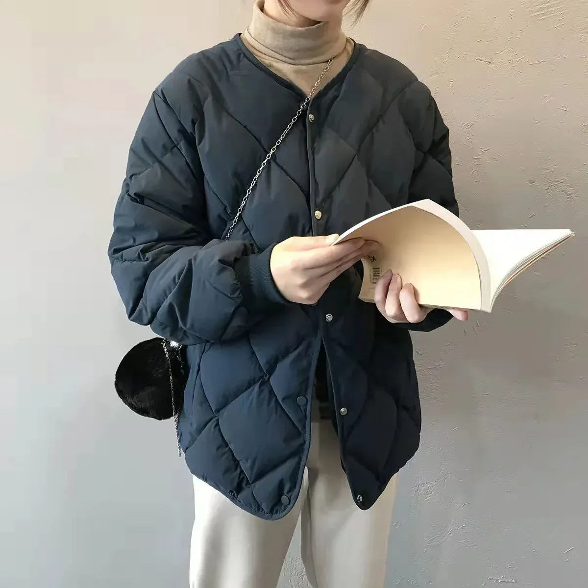 Quilted O-Neck Single Breasted Winter Coat - Jackets - Jacket - 3