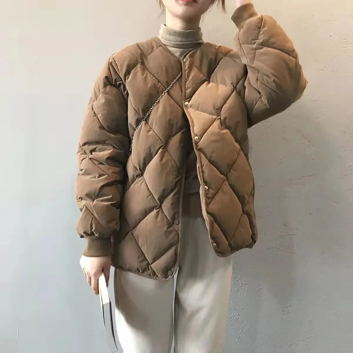 Quilted O-Neck Single Breasted Winter Coat - Jackets - Jacket - 7