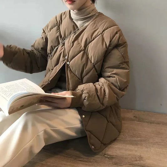 Quilted O-Neck Single Breasted Winter Coat - Jackets - Jacket - 2