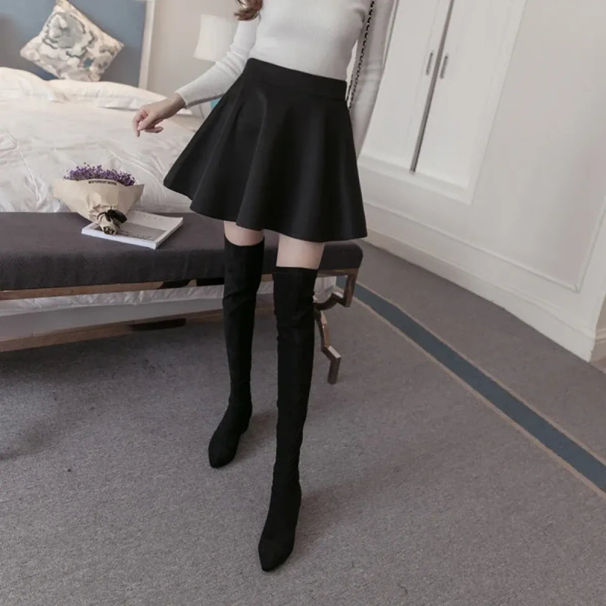 Harajuku Skater Skirt – High Waist A-Line Mini Skirt for Women - Bottoms - Skirts - 4