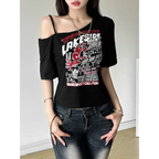 Punk Harajuku Off Shoulder T-Shirt - T-Shirts - T-Shirts - 1
