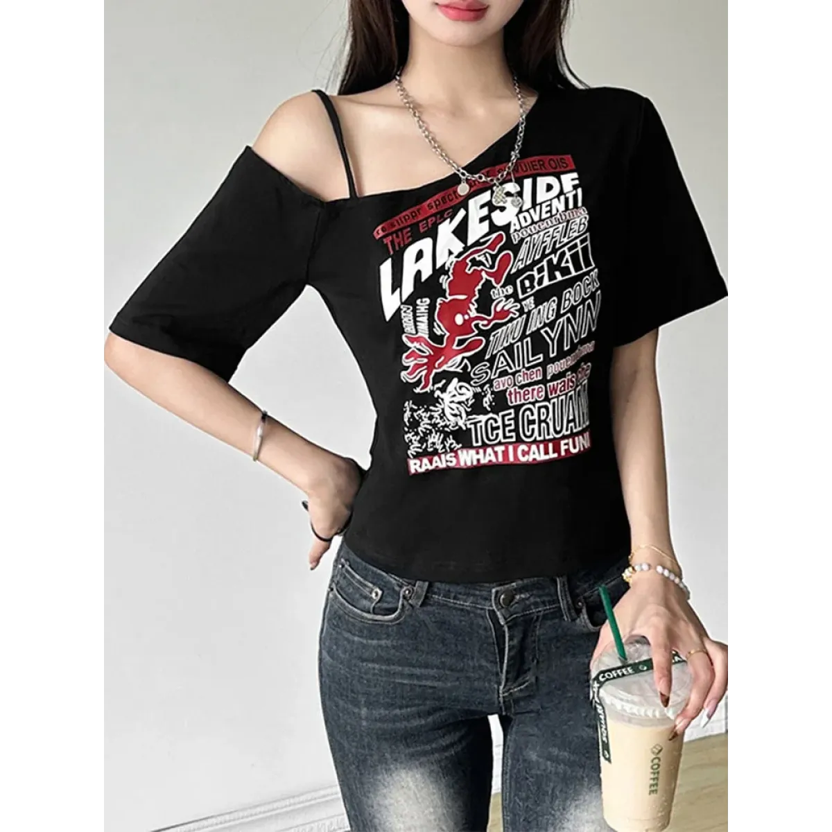 Punk Harajuku Off Shoulder T-Shirt - T-Shirts - T-Shirts - 2