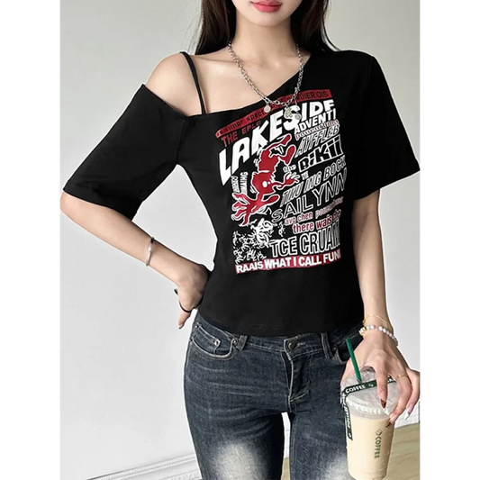 Punk Harajuku Off Shoulder T-Shirt - T-Shirts - T-Shirts - 2