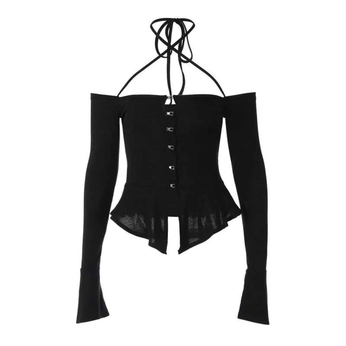 Off Shoulder Long Sleeve T-shirts - T-Shirts - Long - V-neck - T-Shirts - 15