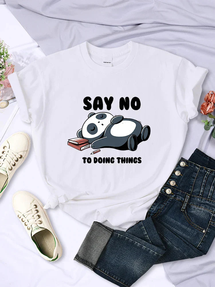 ’Say No To Doing Thing’ Sleeping Panda T-Shirts - White / M - T-Shirts - Shirts & Tops - 15 - 2024