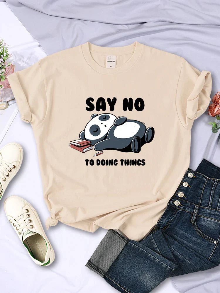 ’Say No To Doing Thing’ Sleeping Panda T-Shirts - Khaki / M - T-Shirts - Shirts & Tops - 14 - 2024