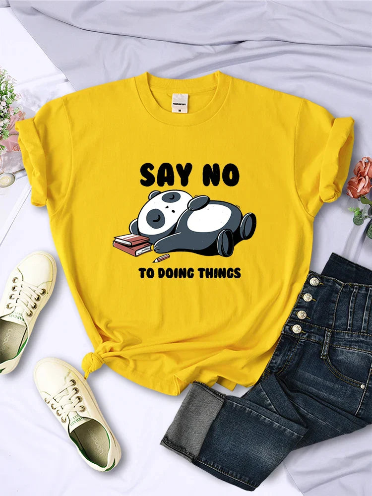 ’Say No To Doing Thing’ Sleeping Panda T-Shirts - Yellow / M - T-Shirts - Shirts & Tops - 12 - 2024