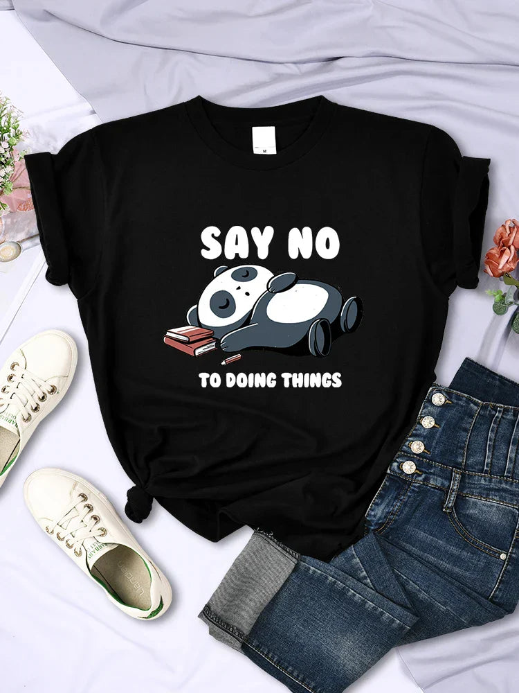 ’Say No To Doing Thing’ Sleeping Panda T-Shirts - Black / M - T-Shirts - Shirts & Tops - 10 - 2024