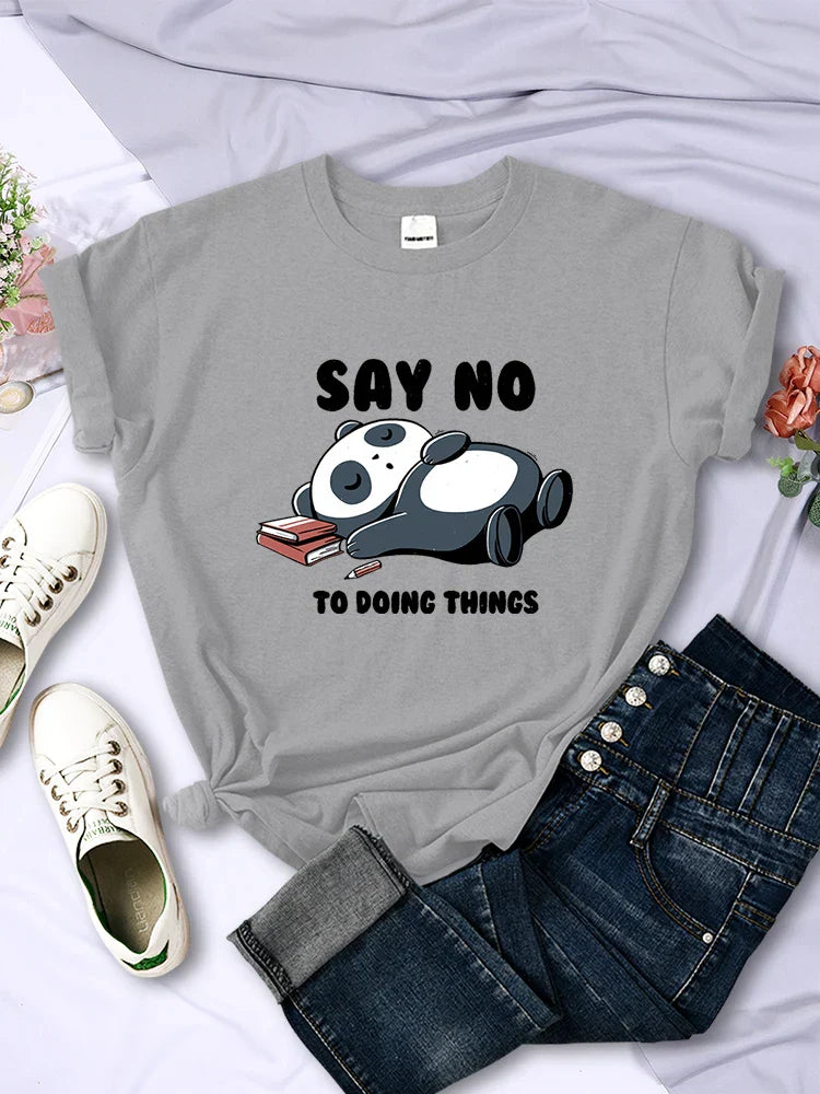 ’Say No To Doing Thing’ Sleeping Panda T-Shirts - Gray / M - T-Shirts - Shirts & Tops - 13 - 2024