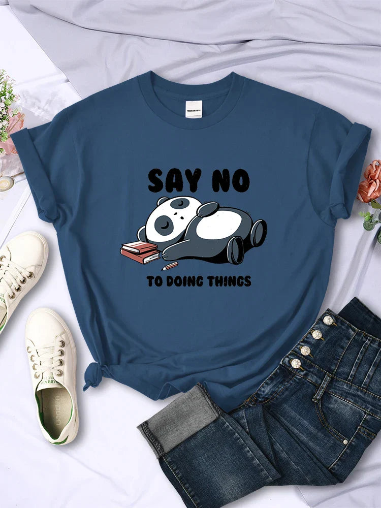 ’Say No To Doing Thing’ Sleeping Panda T-Shirts - Blue / M - T-Shirts - Shirts & Tops - 8 - 2024