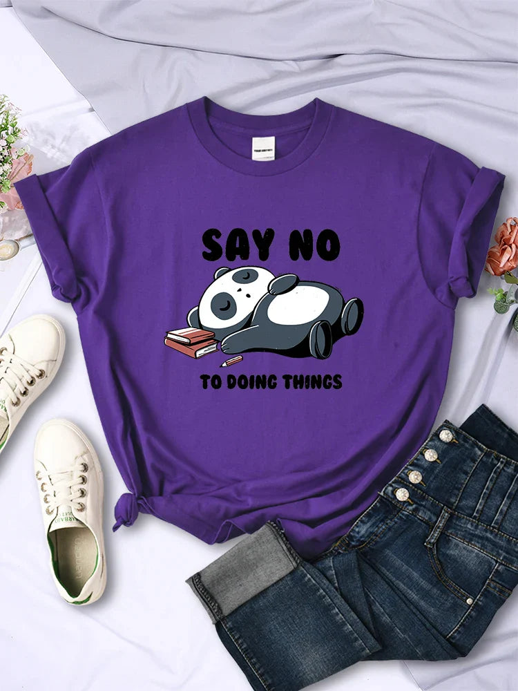 ’Say No To Doing Thing’ Sleeping Panda T-Shirts - Purple / M - T-Shirts - Shirts & Tops - 9 - 2024