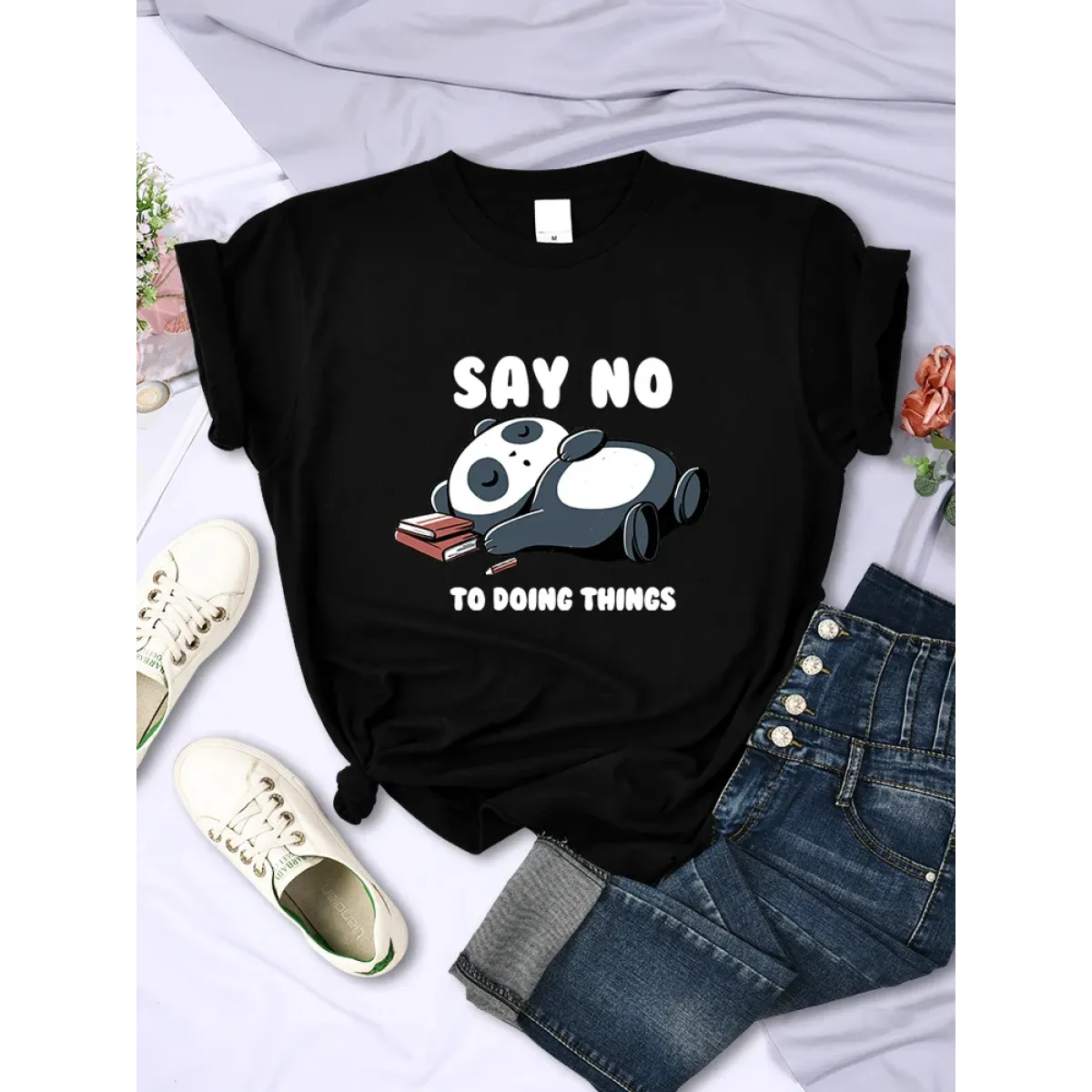 ’Say No To Doing Thing’ Sleeping Panda T-Shirts - T-Shirts - 10