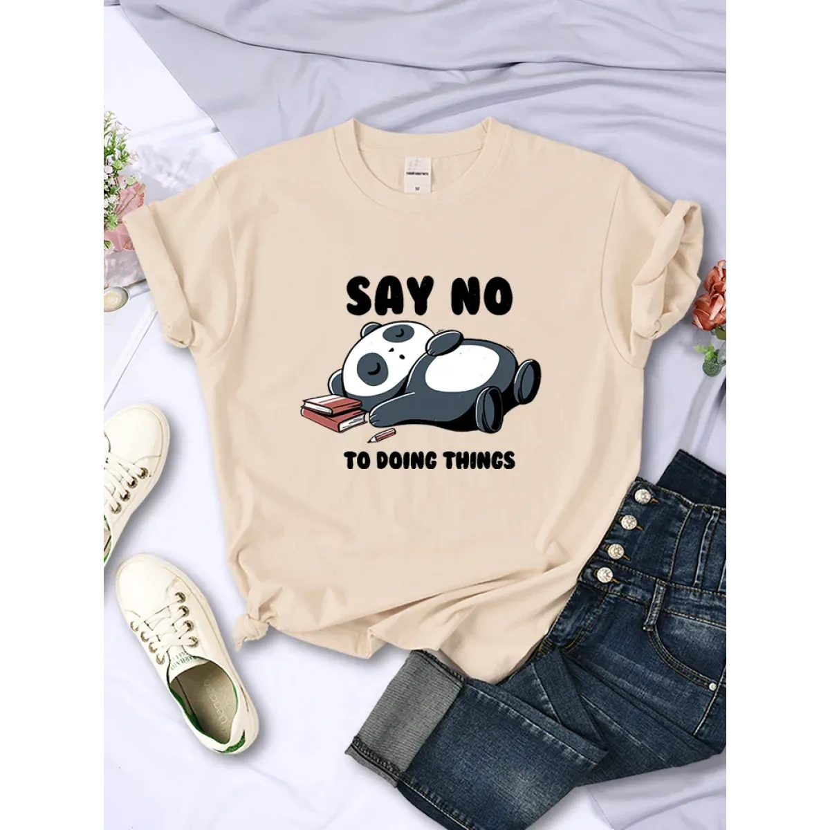 ’Say No To Doing Thing’ Sleeping Panda T-Shirts - T-Shirts - 14