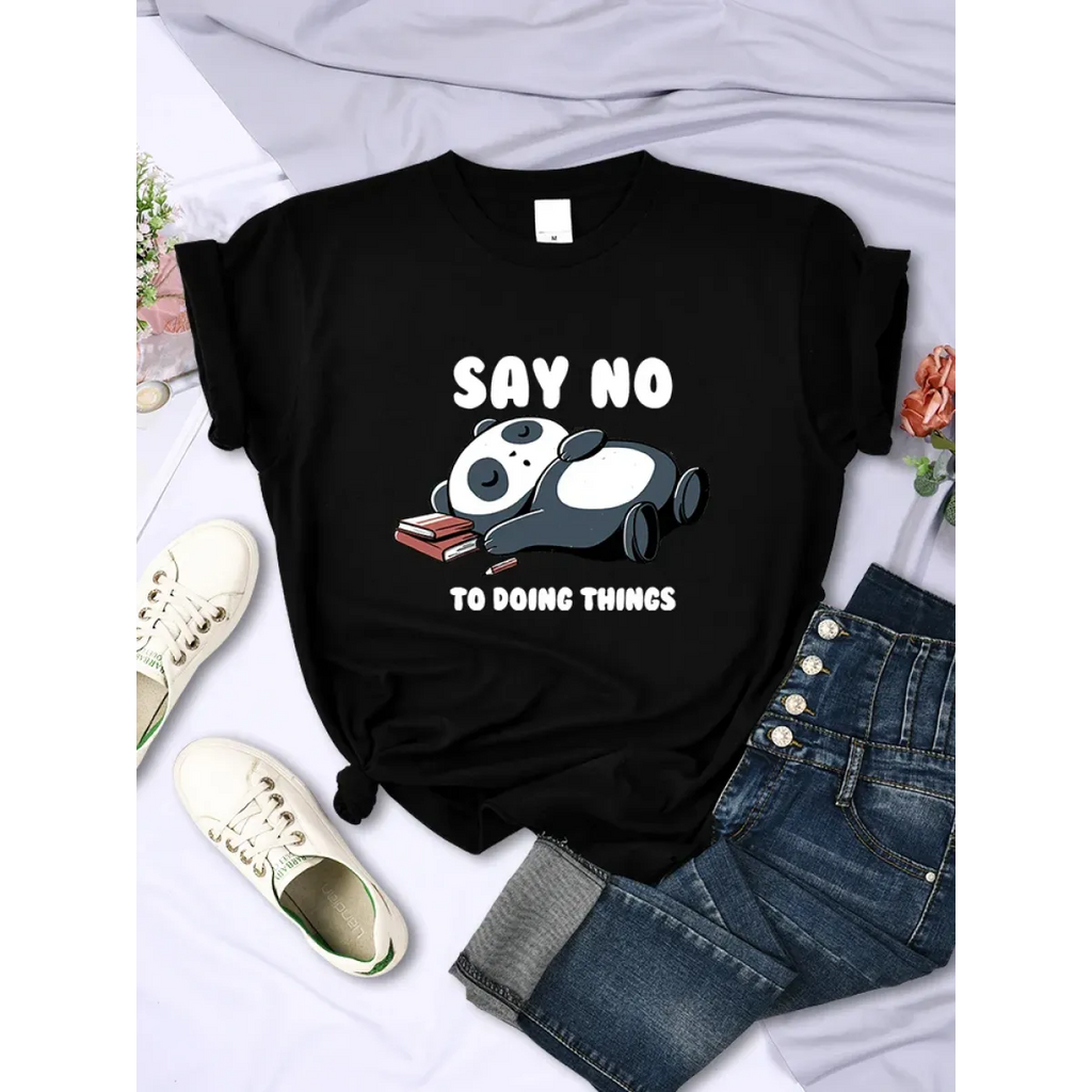 ’Say No To Doing Thing’ Sleeping Panda T-Shirts - T-Shirts - 4