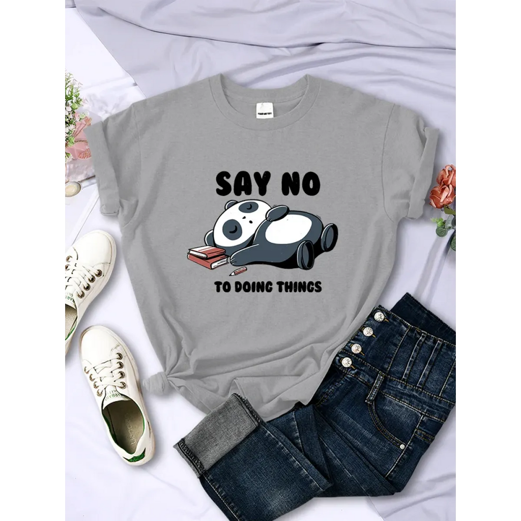 ’Say No To Doing Thing’ Sleeping Panda T-Shirts - T-Shirts - 13