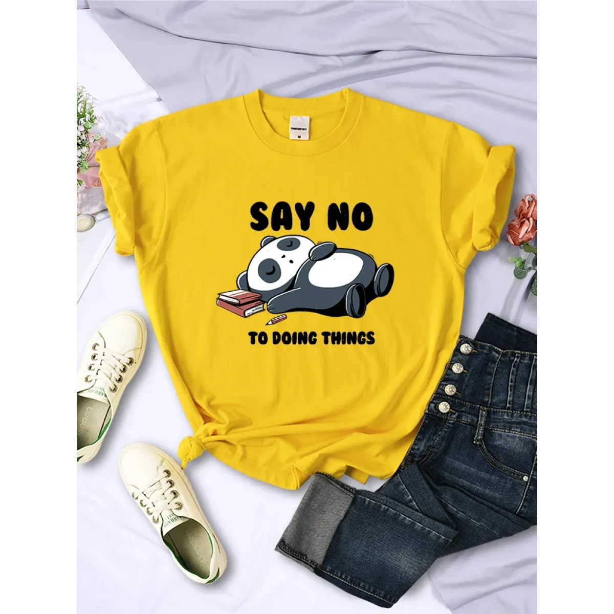 ’Say No To Doing Thing’ Sleeping Panda T-Shirts - T-Shirts - 1