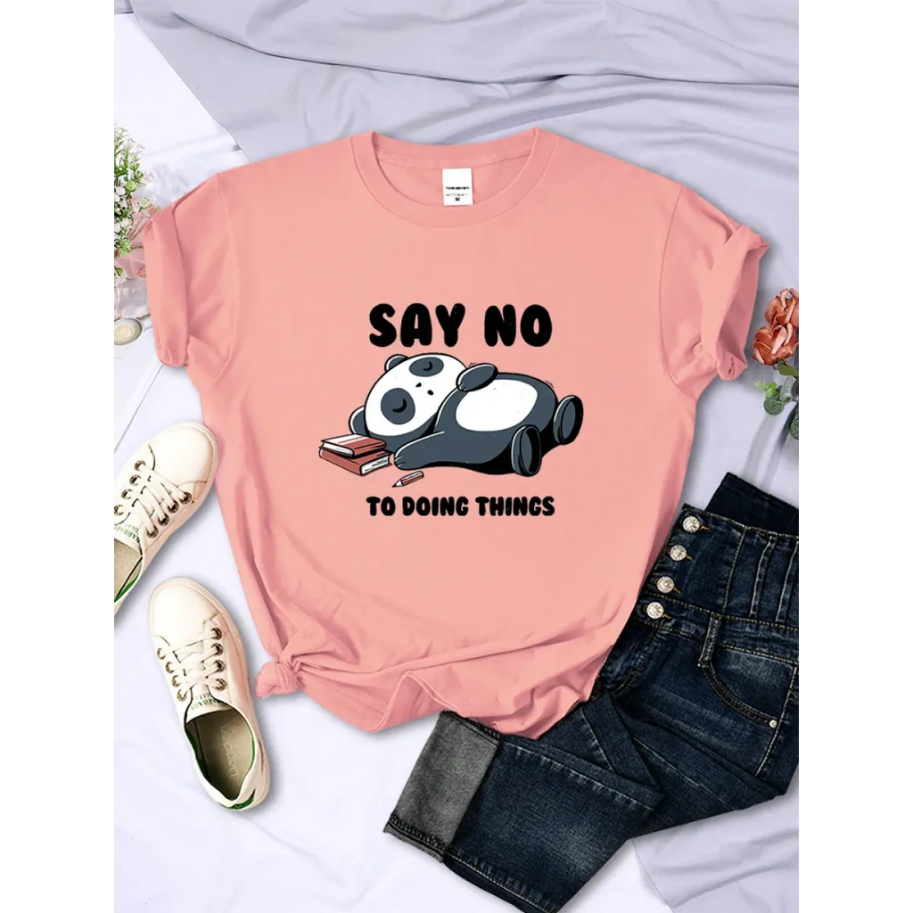 ’Say No To Doing Thing’ Sleeping Panda T-Shirts - T-Shirts - 3