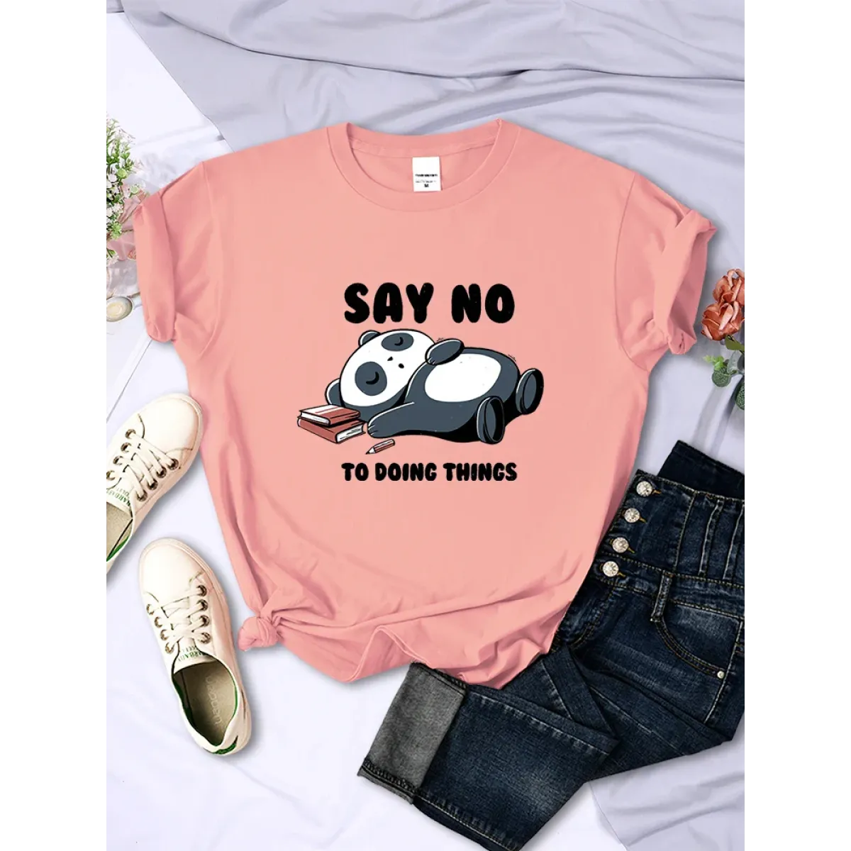 ’Say No To Doing Thing’ Sleeping Panda T-Shirts - T-Shirts - 16