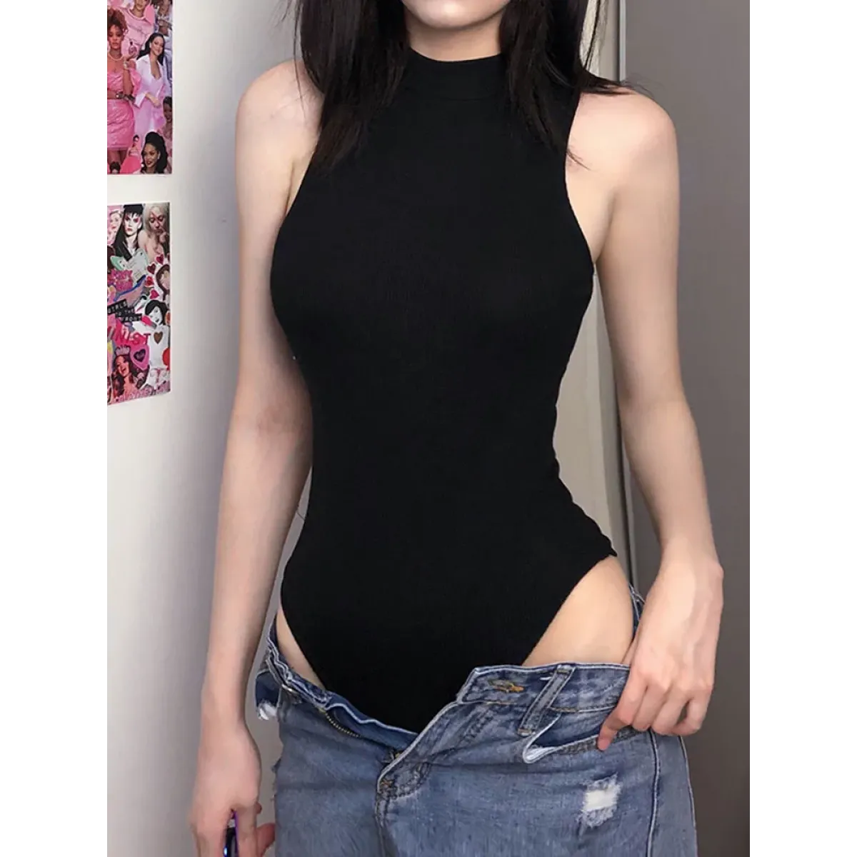 Gothic High Neck Sleeveless Bodysuit - Women’s Clothing & Accessories - Bodysuits - 3